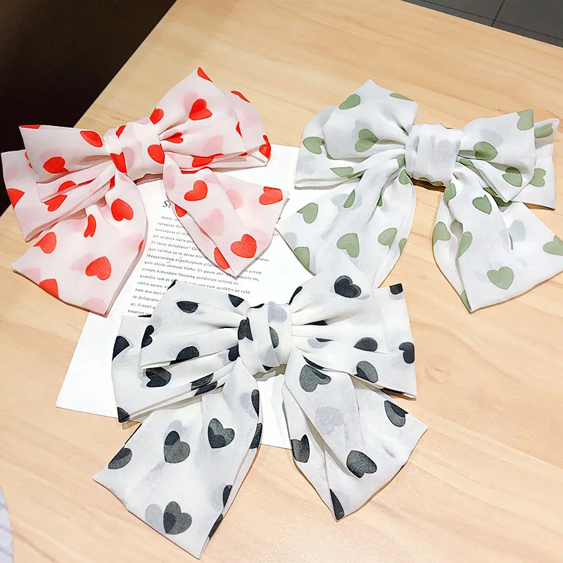 

Двухслойные бантики для волос, шифоновые эластичные резинки для волос и клипсы для женщин и девочек, аксессуары для волос с бантом во францу...