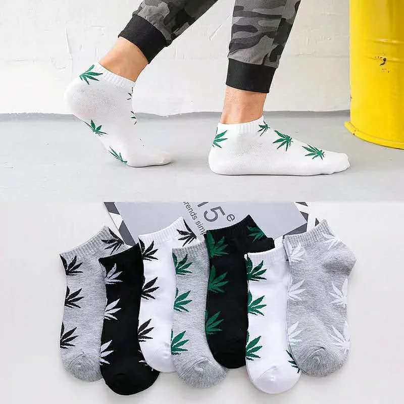 

Dreamlikelin Harajuku Men's Socks Cotton Hip Hop Skateboard Maple Leaf Hemp Ankle Socks Gifts For Men