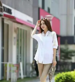 Миди белые элегантные блузки со стоячим крылом летучей мыши с длинным рукавом