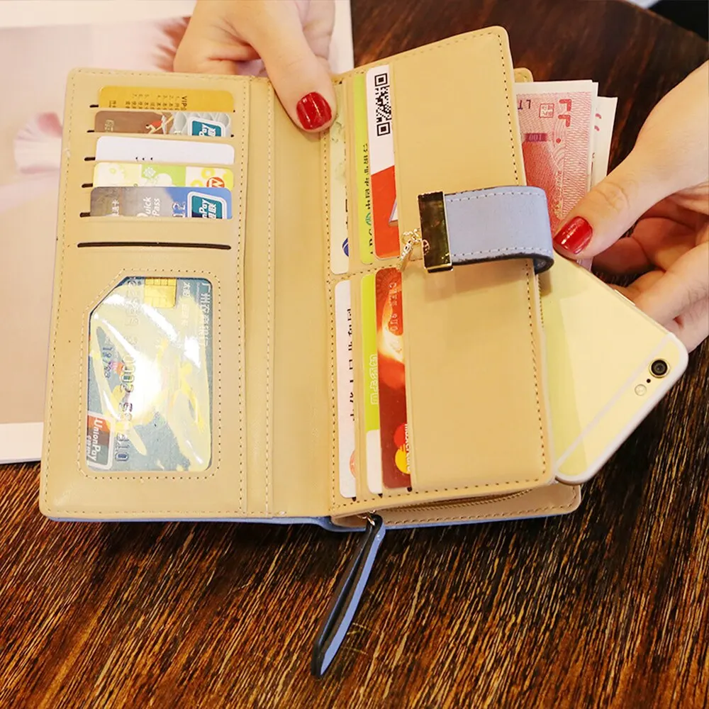 

LITTHING 2020 Women Wallet Purse Female Long Wallet Gold Hollow Leaves Pouch Handbag For Women Coin Purse Card Holders Femme
