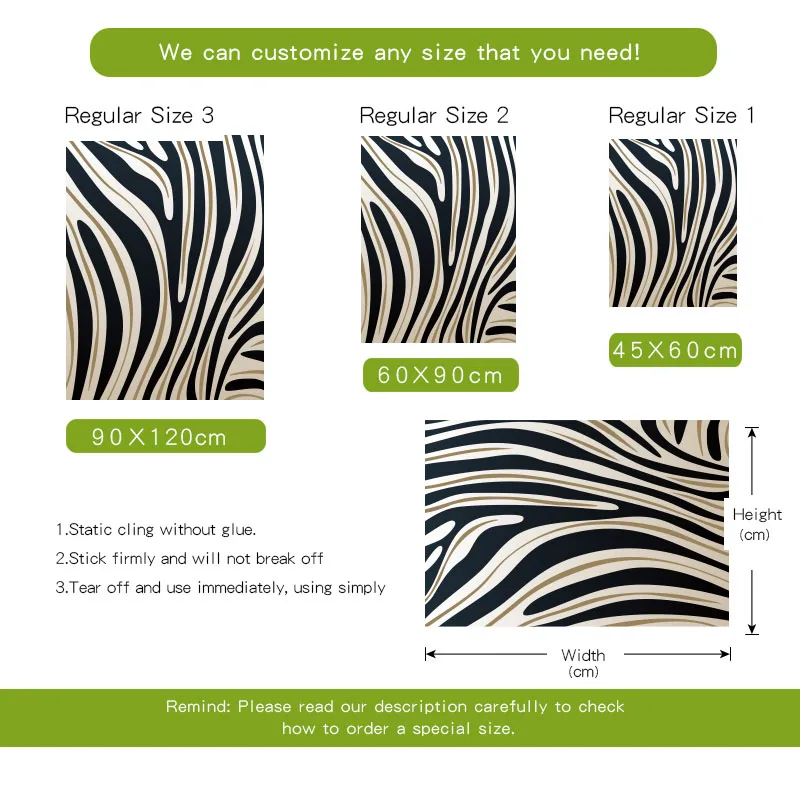 Модные полосы Зебра статические цепляться Декоративные Окна Пленка
