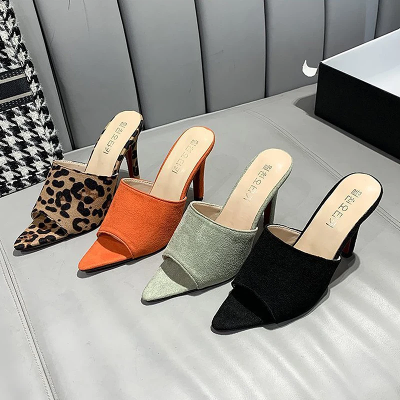 

Womens Shoes Women Sandals Breathable Comfortable High-Heeled Shoes All-Match Leopard Print High-Heeled Shoes Tacones Mujer