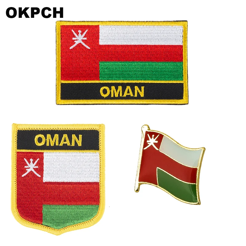 Оман Национальный флаг вышитые железные нашивки для одежды металлические значки