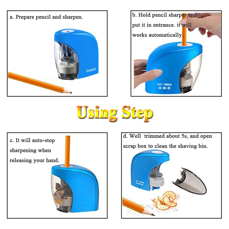 

Electric Auto Pencil Sharpener School Sharpener Stationery for NO.2(8mm) Pencils and Colored Pencils Battery/USB Charge Powered