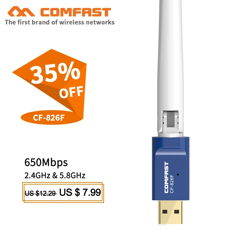 Comfast CF-826F 6dbi антенна 300 Мбит/с WiFi Dongle PC wi-fi ЛВС приемник Ethernet Сетевая карта 802.11b/n/g usb