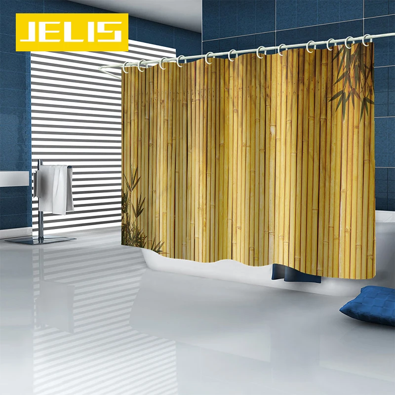 

Simulation Bamboo Shower Curtain 3D Printing Waterproof Polyester Shower Curtains for Bathroom Shower Home Decor Customized