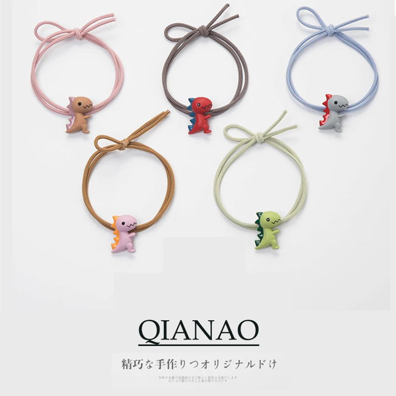 Детская резинка для волос QIANAO симпатичная повязка на голову браслет двойной простой узел кожаные сухожилия Маленький стиль динозавра.