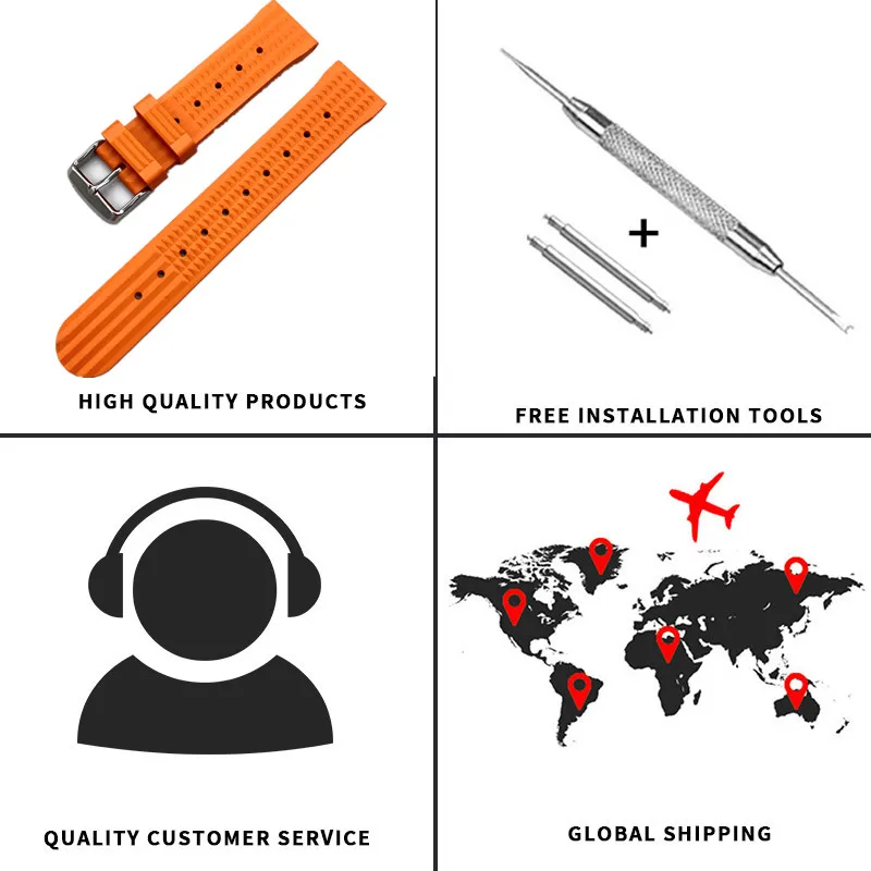 

20mm 22mm Silicone Rubber Watchband for Grand Seiko 62mas Watch skx009 skx007 Snow Flake Diverwatch Waterproof Waffle Strap Tool