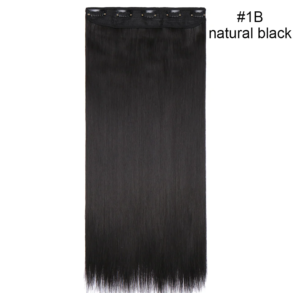 natural black SNOILITE осень до талии 46-76 см Длинные клип в один кусок волос для наращивания Натуральные Прямые толстые синтетические волосы для женщин - Цвет: natural black