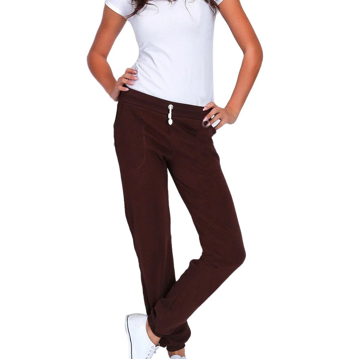 

New Women Yoga Pants Sports Pants Pockets Ladies Casual Solid Exercise Drawstring Long Pants Elastic Waist High Waist 2020