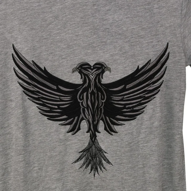 Женская футболка с вышитым двойным Орлом и коротким рукавом|Футболки| |