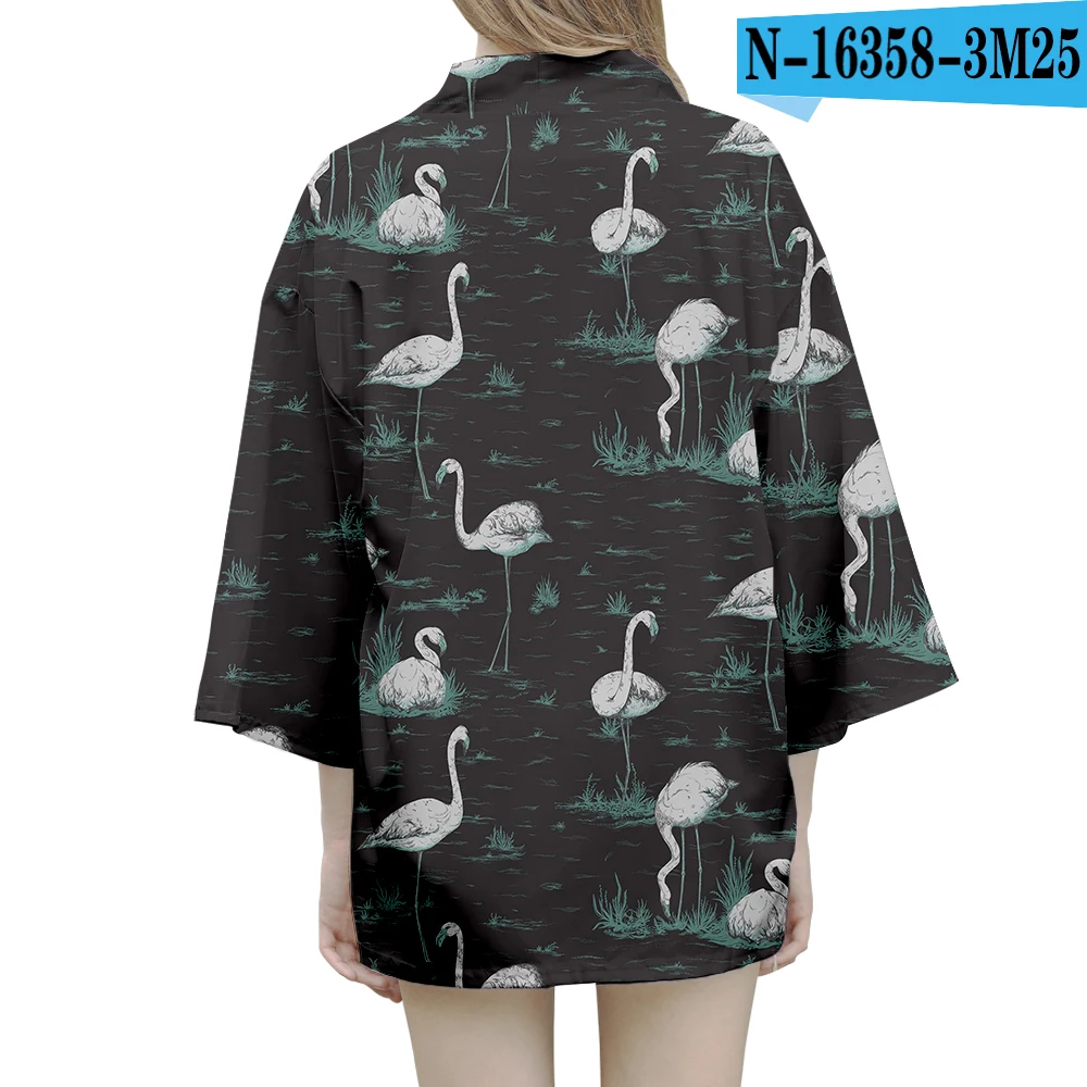 

Creative Print Flamingo 3D Print Japanese Kimono Fashion Women Men Casual Streetwear Cool bathrobe Summer cardigan T-shirt Tops