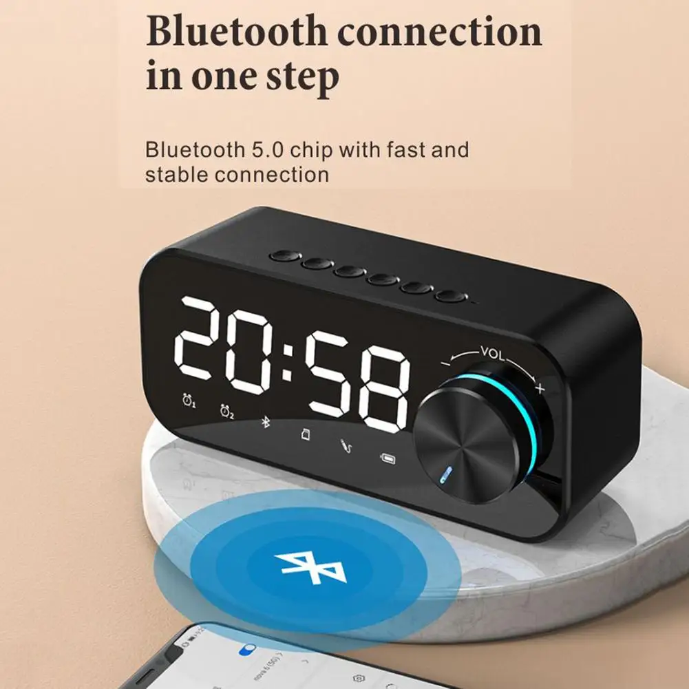 NBD8 портативный FM радио динамик Bluetooth цифровое стерео плеер TF карта будильник