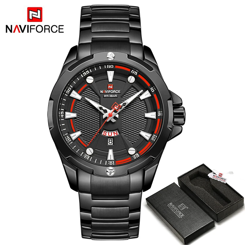 NAVIFORCE военные модные золотые часы Мужские Роскошные Кварцевые наручные часы Спортивные Повседневные часы водонепроницаемые часы Relogio Masculino - Цвет: BB BOX