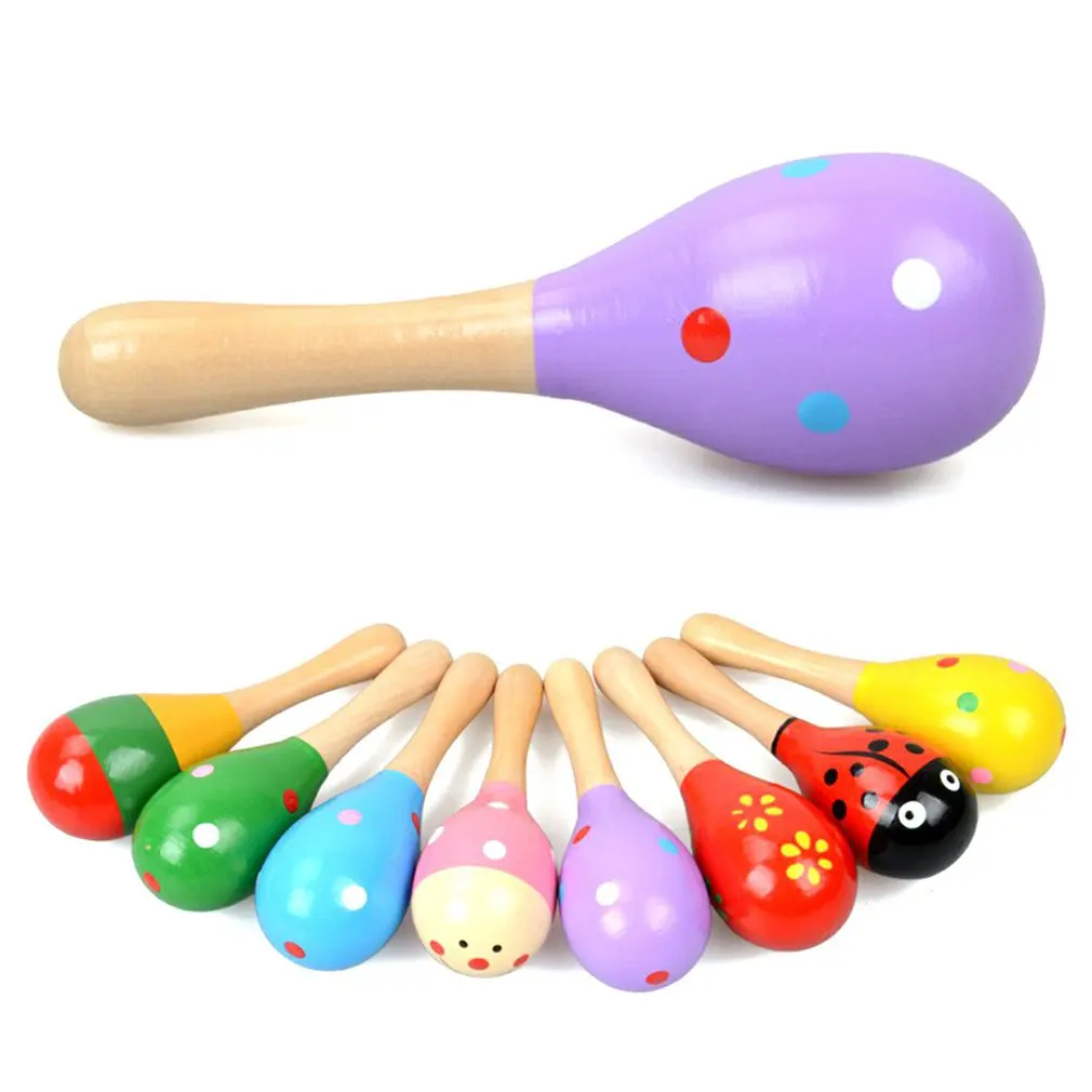 

Educational Toys Wooden Sand Hammer Children's Auditory Training Rattle Exercise Hand Grip Training Toys