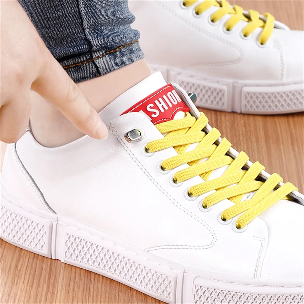 

Elastic No Tie Shoelaces Flat Shoe Laces For Kids and Adult Sneakers Shoelace Quick Lazy Metal Lock Laces Shoe Strings