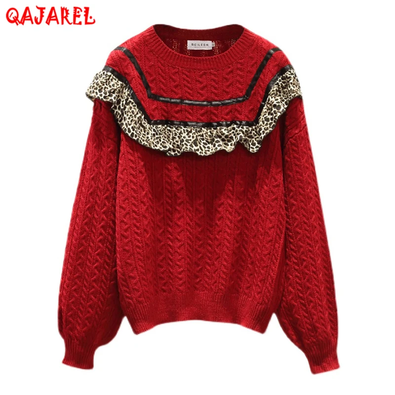 

Autumn Winter Red Knitted Cotton Coat Sweaters Women Thick Warm Top Sweater 2022 Korean Vintage Casual Elegant Bodycon Pullovers