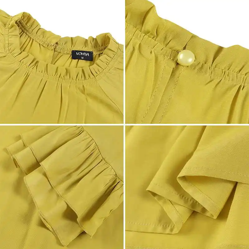 

Women Dress 2021 VONDA Vintage Flare Sleeve Party Long Maxi Dress Beach Bohemian Sundress Casual Ruffled Vestido Oversized