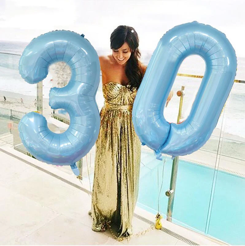 1 шт. 40 дюймов Новый жемчужный порошок жемчужная синяя алюминиевая фольга цифры