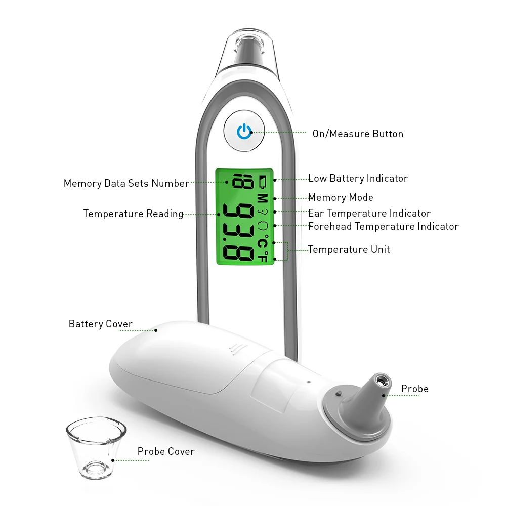 BGMMED Детский термометр Инфракрасный цифровой LCD измерение тела Лоб уха