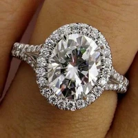 elegant sparkling big oval crystal wedding engagement ring inlaid rhinestone zircon for women party jewelry size 6 10