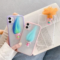 luxury 3d magic hair toy glitter case for iphone 12 11 pro max x xr xs 7 8 plus se 2020 soft bumper transparent matte back cover