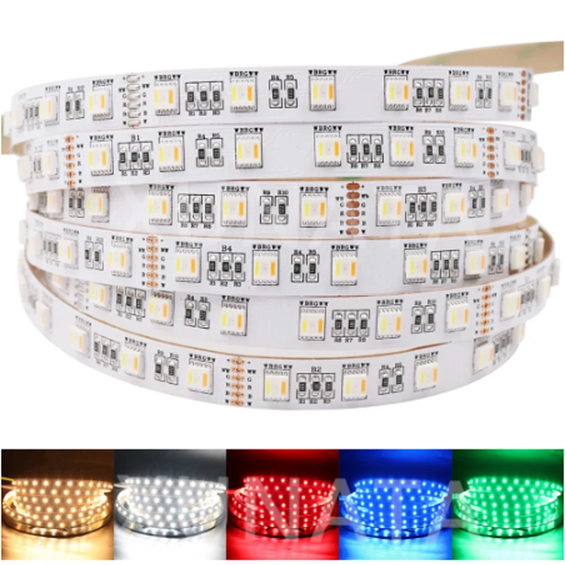 DC 12V 24V 12MM PCB 5 в 1 5050 RGB CCT Светодиодная лента 60 светодиодов 30 96 светодиодов/м цветов