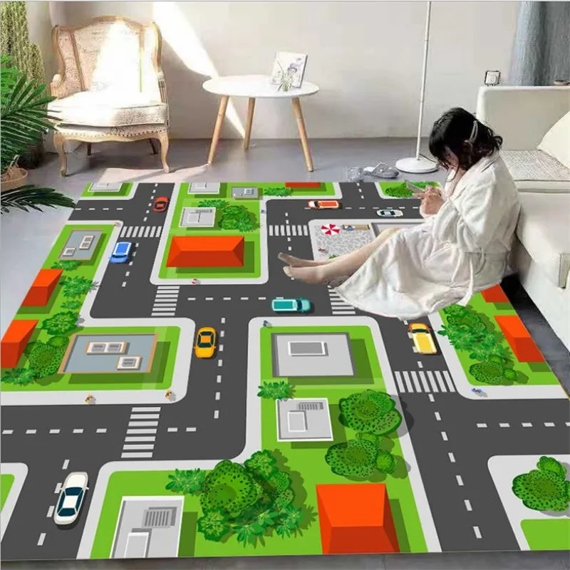 

City Streets Carpet 3D Printed Carpet Square Anti-Skid Area Floor Mat Rug Non-slip Mat Dining Room Living Soft Carpet 06