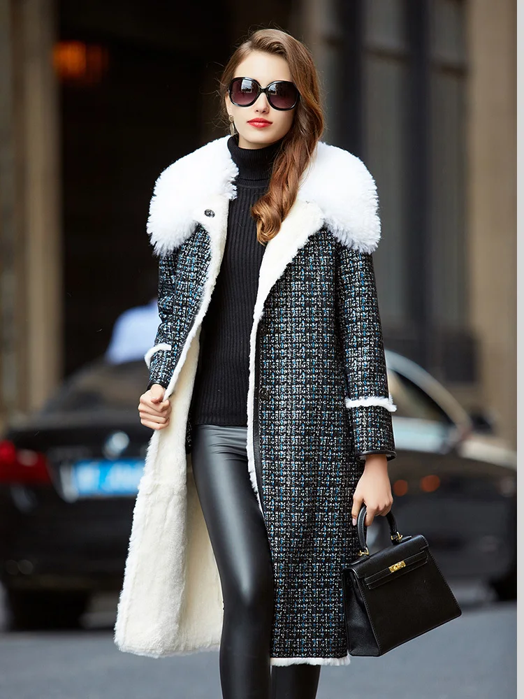 Natural Rex Rabbit Fur Coat Winter Real Jacket Double-faced Shearling Wool Collar Genuine Leather Q99155T8 YY1757 | Женская одежда