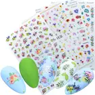 1 лист, 3D наклейки для ногтей, клейкие наклейки, цветы, листья, геометрия, фрукты, десерт, дизайны, слайдеры, тату, маникюрные украшения