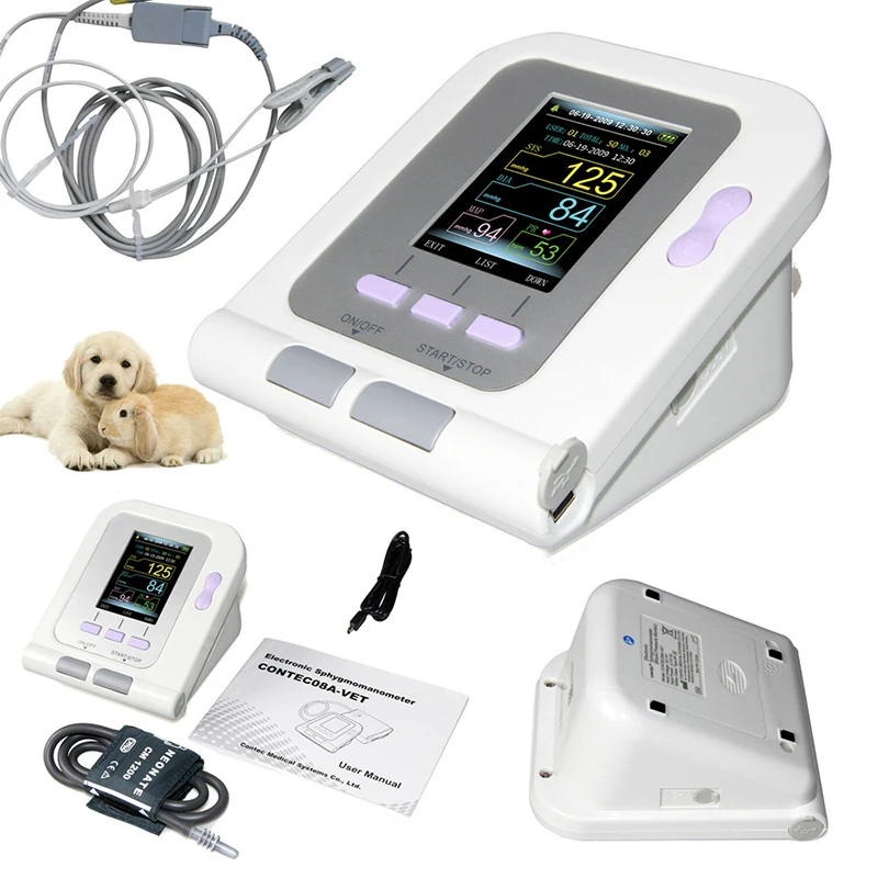 Veterinary Blood Pressure Monitor CONTEC08A-VET Digital Electronic Sphygmomanomete HR PR Meter 6-11cm Cuff  VET SPO2 Probe