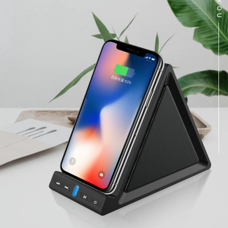 10W Wireless Charger Bluetooth 5.0 Speaker Dual Bass for iPhone 11 Xiaomi Sumsang Huawei Support TF Card FM Radio Aux |