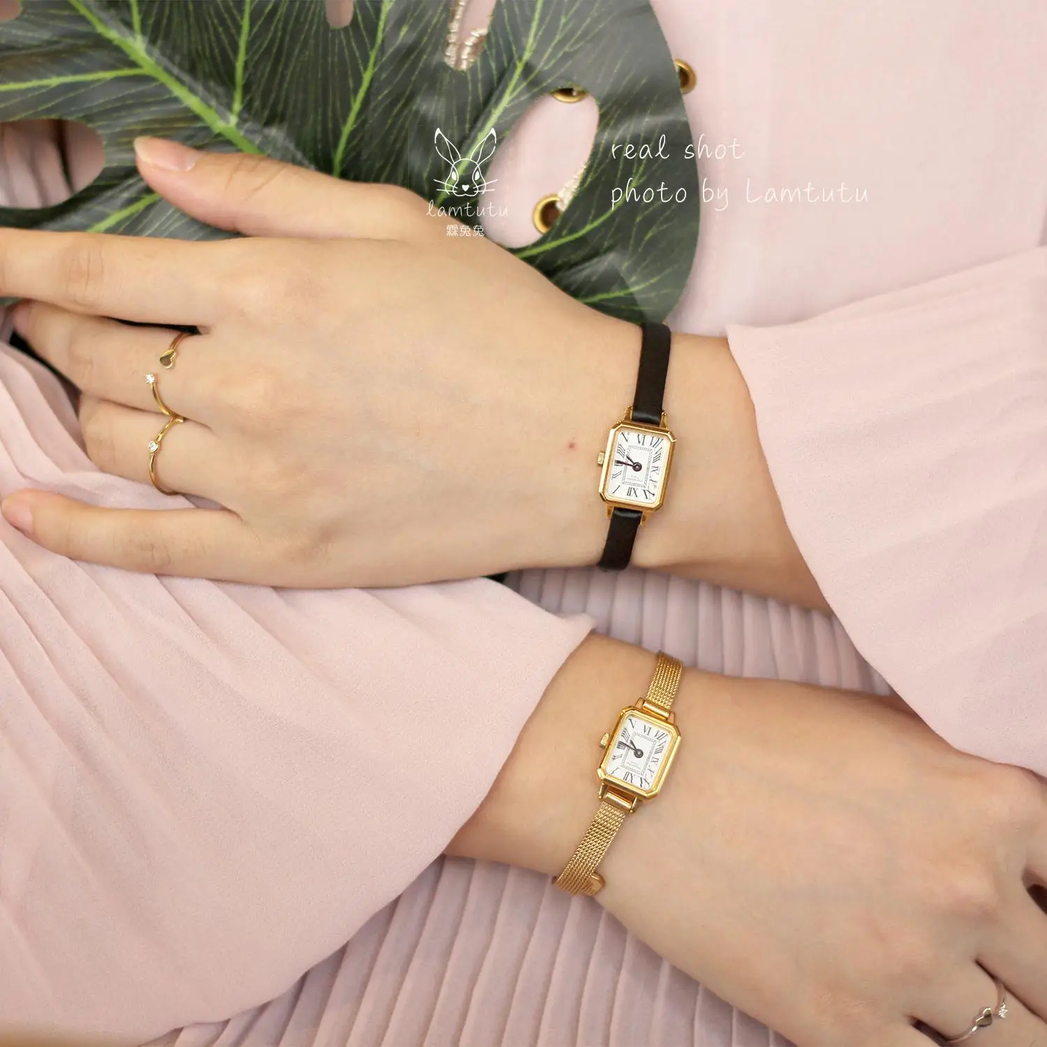 Японские маленькие золотые часы маленький Прямоугольный циферблат шелковая