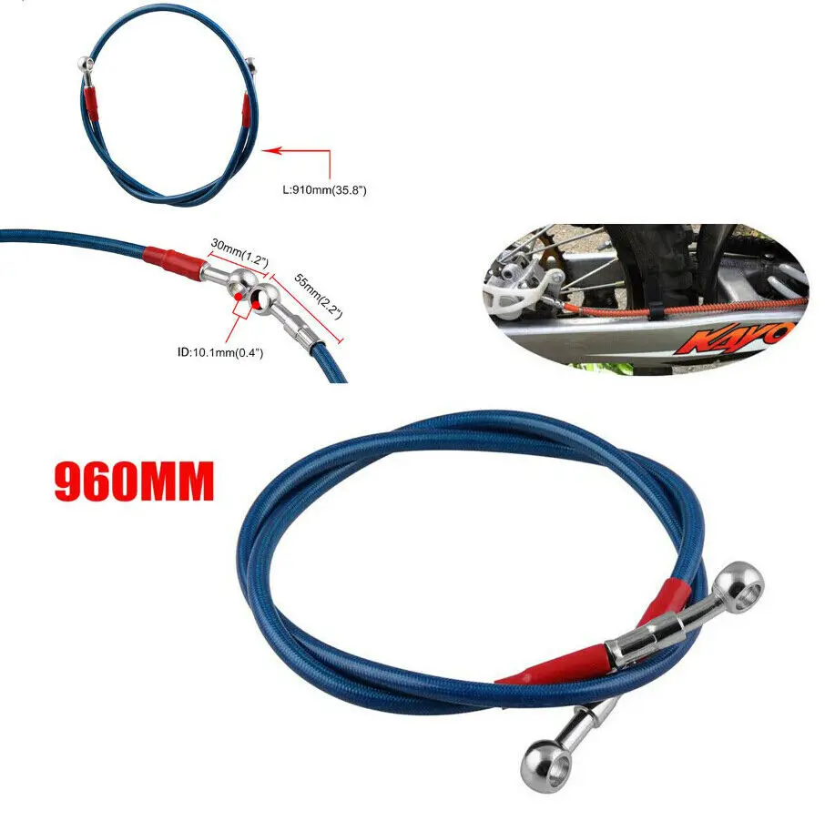 

1X 960MM Motorcycle M10 Hydraulic Reinforced Brake Flex Oil Hose Pipe Line Blue Motorcycle brake tubing