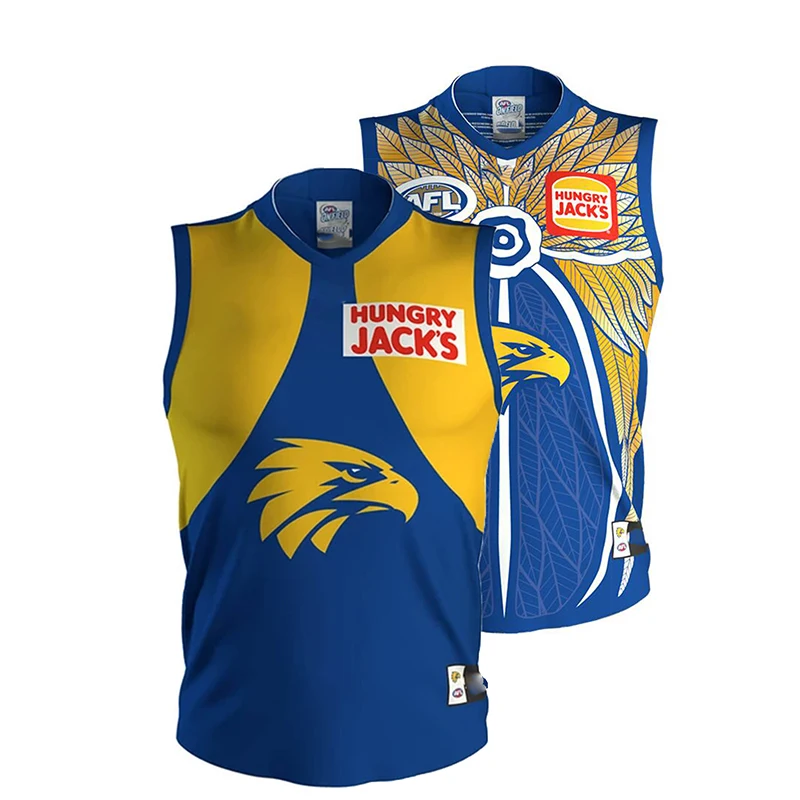 

West Coasts Eagles 2019 Authentic Mens Home/Indigenous Guernsey Rugby Jersey Sport Shirt S-3XL