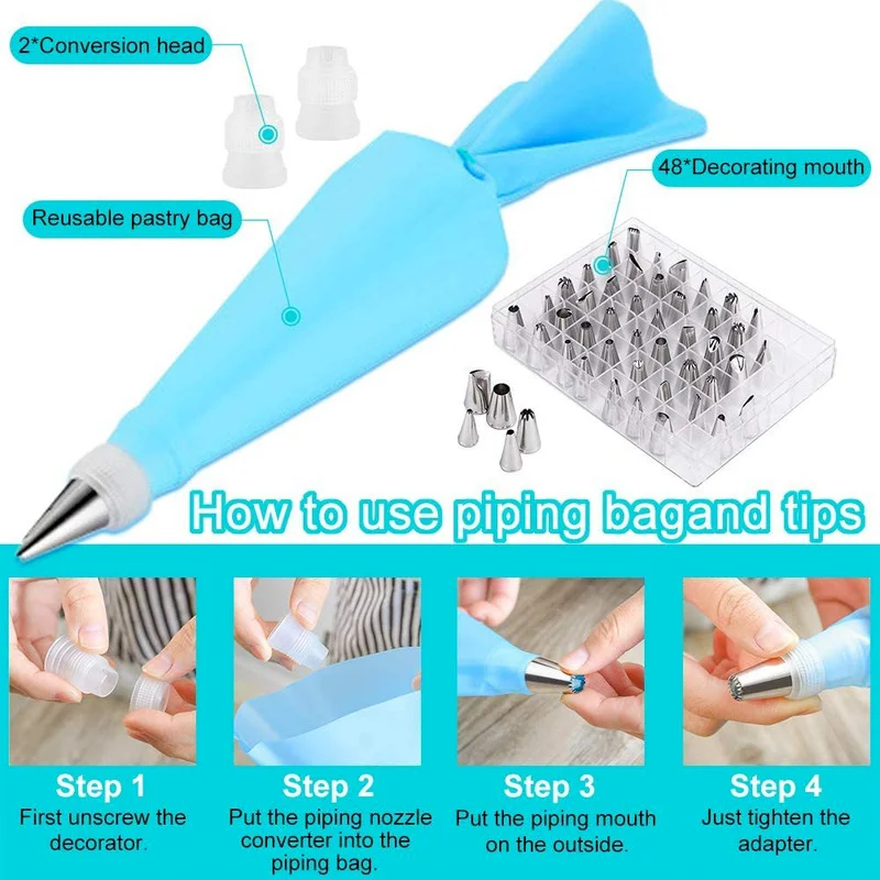 420Pcs Cake Decorating Tools Set Russian Decorated Paper Cup Nozzle Pastry Bag Spatula Carved Pen Fondant Tool Measuring Spoon | Дом и сад
