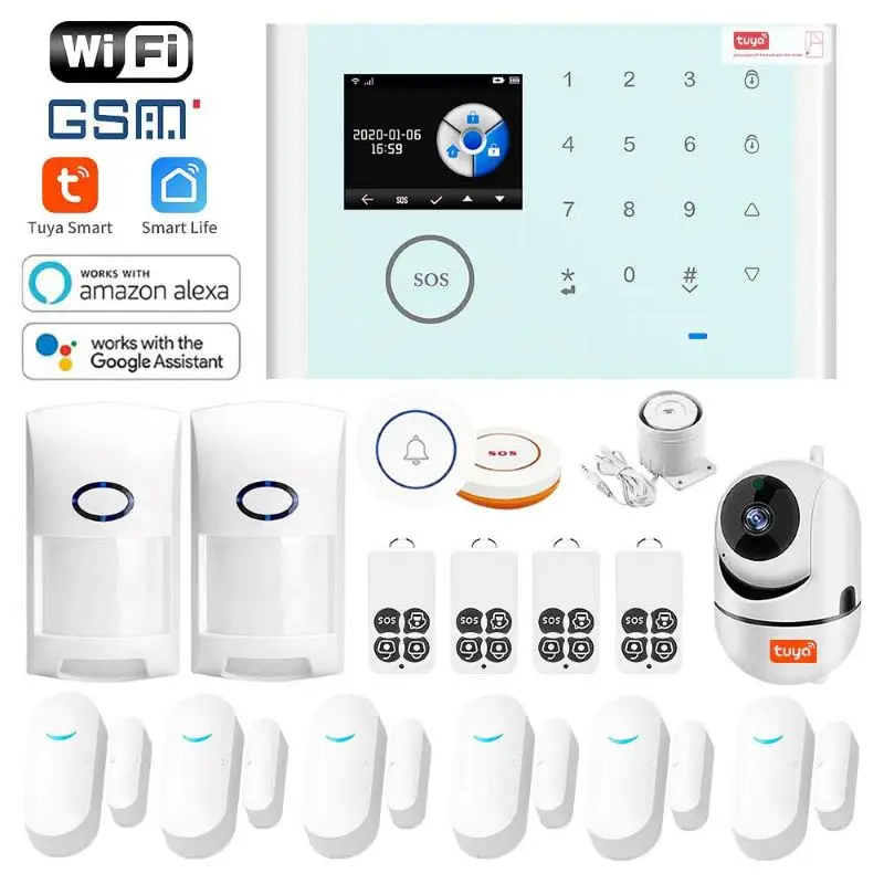 

WIFI GSM Home Burglar Security Alarm System Infrated Motion Sensor Detector Support Tuya Alex Google Speaker Suits Host Control