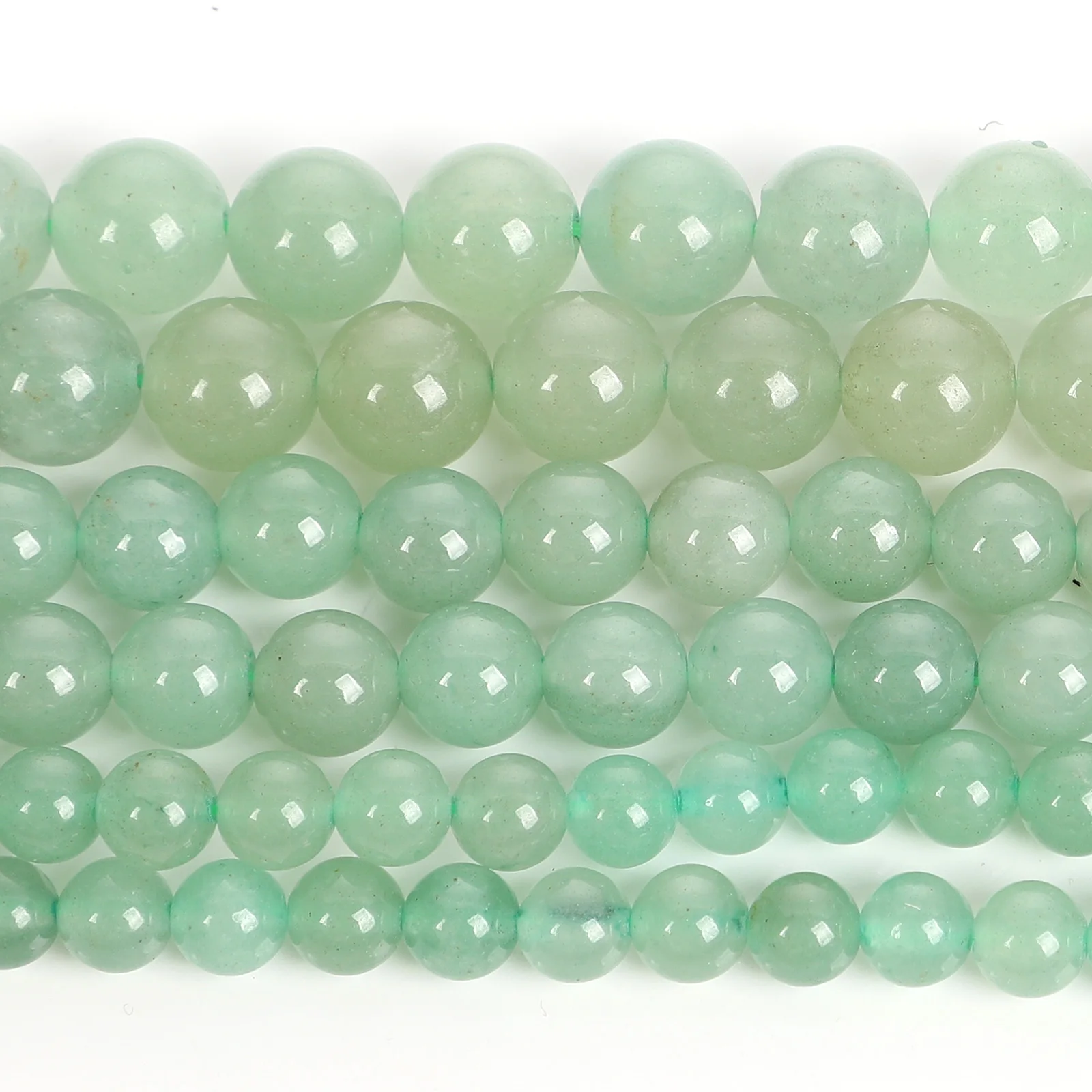 Натуральный камень зеленый авантюрин круглые бусины россыпью для изготовления