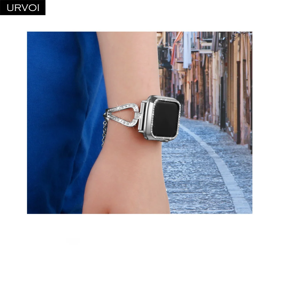 Чехол URVOI для Apple Watch series 6 SE 5 4 3 2 гальванический пластиковый бампер с твердой