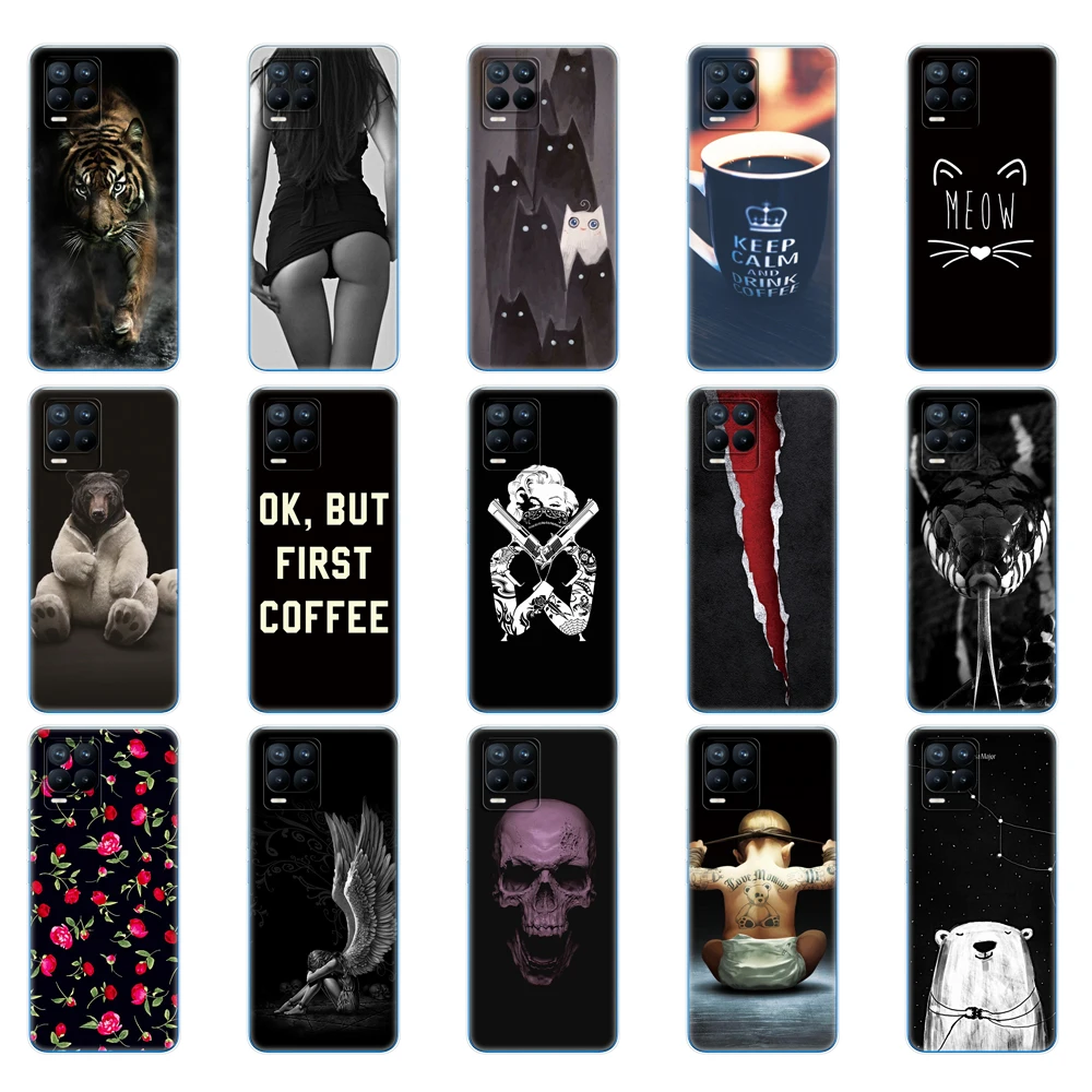 for realme 8 case 6 4 soft silicon tpu back for realme 8 pro oppo realme8 4g rmx3085 phone cover coque capa funda bumper flower free global shipping