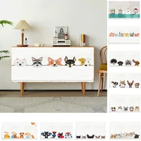 nordic door curtains for kitchen cute cartoon dog cat painted cabinet short half curtain wardrobe cover punch free drapes