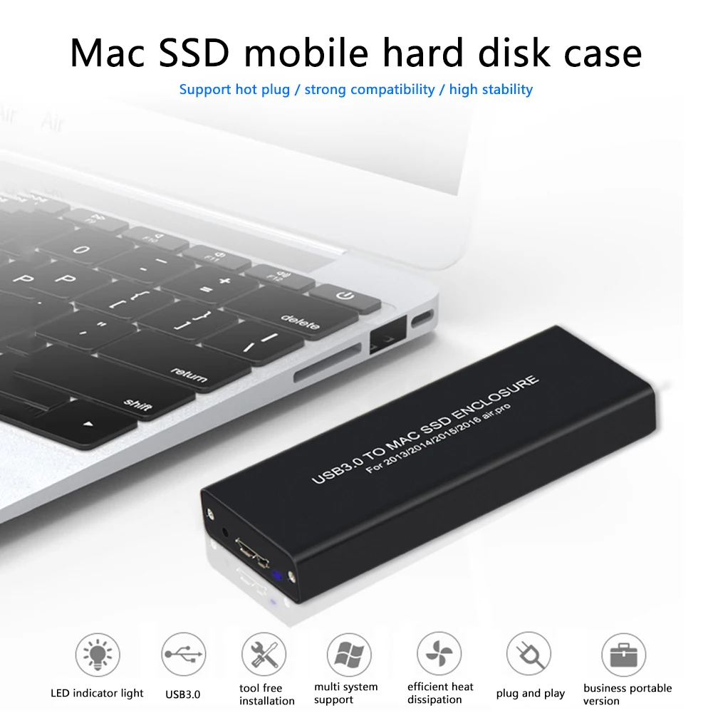 

External SSD Enclosure Case Computer Safety USB 3.0 Household Parts for MacBook Air Pro Retina 2013 2014 2015 SSD
