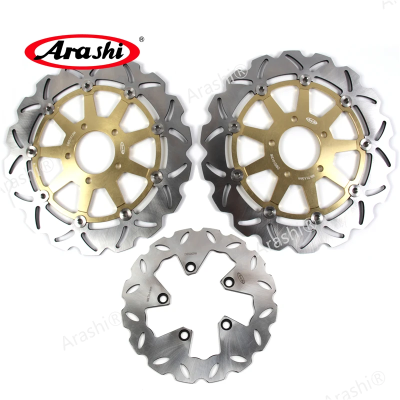 Gold Front Rear Arashi 1 комплект для SUZUKI GSXR 1300 1999-2007 ЧПУ передние и задние тормоза дисковые роторы HAYABUSA GSX-R GSXR 1300 99 00 01 02 03 04 05 06 07 - Цвет: Gold Front Rear