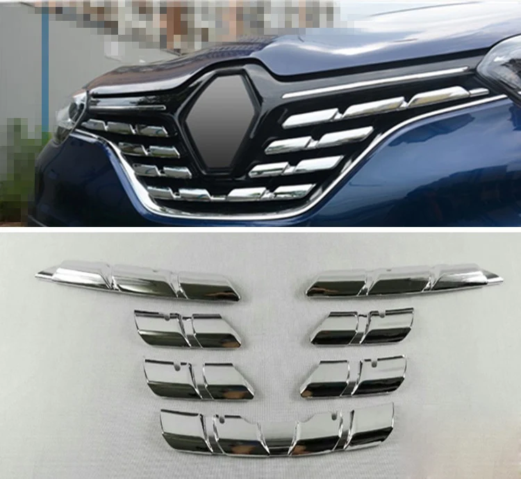 

7x Накладка на решетку радиатора автомобиля, хромированная вставка из АБС-пластика, Защитная Наклейка для Renault Kadjar 2015 2016 2017