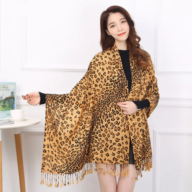 

2021 Women Fashion Brand Leopard Dot Tassel Viscose Shawl Scarf Luxury brand Ladies Print Soft Warmer Wrap Pashminas luxury
