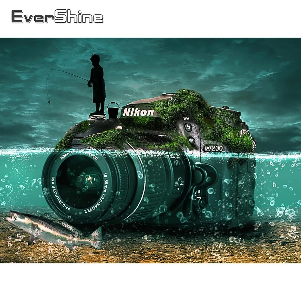 EverShine 5D Diamond Painting Full Square Camera Embroidery Sea Picture Of Rhinestones Art Mosaic Cross Stitch|Алмазная мозаика и