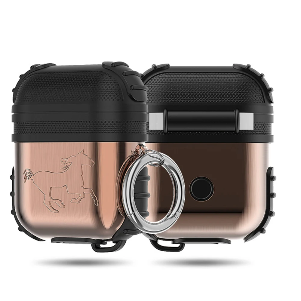 Металлический силиконовый чехол для наушников Airpods 1 2 защита от пыли