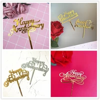 high quality acrylic happy aniniversary cake topper bride and groom party supplies wedding cake decorating wedding decoration