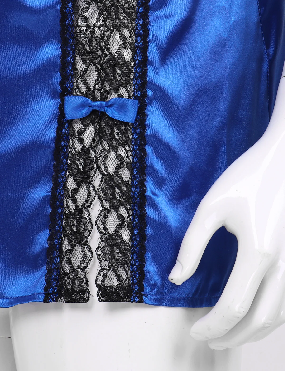 

Mens Sissy Lingerie Silky Satin Chemise Babydoll Adjustable Spaghetti Straps Deep V Neck Lace Trim Mini Dress Babydoll Sleepwear