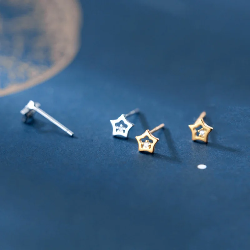 

PONYKISS Trendy S925 Sterling Silver Stars Hollow Zircon Stud Earrings for Women Party Fine Jewelry Accessory wholesale Gift